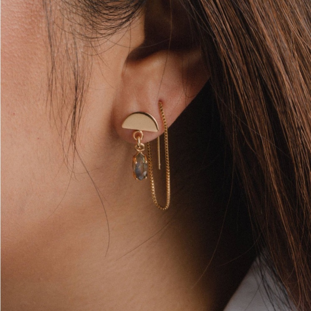 Ethereal Post Labradorite Threader Earrings
